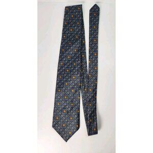 Christian Dior Y2K Vintage Geometric Grey Square‎ Print 100% Silk Tie 57"x 3.75"